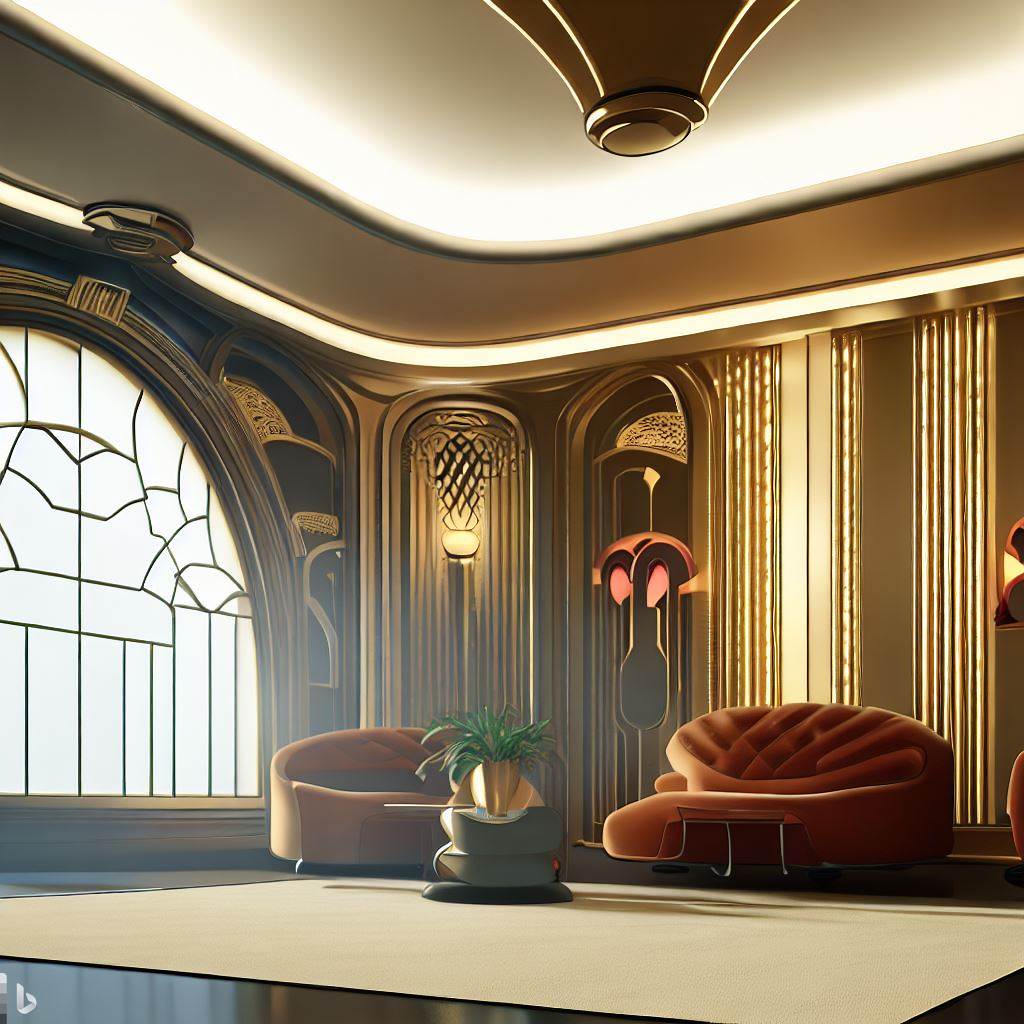 design interiéru inspirovaný art deco ukazující eleganci 3d vizualizace